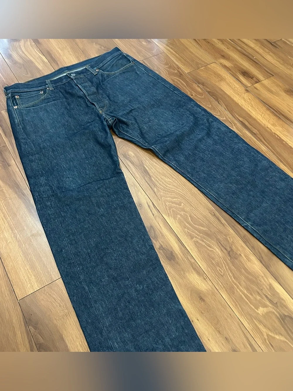 Levi Men’s 501 Regular Fit Straight Blue Dark Wash Jeans 36x36 Buttons Cotton